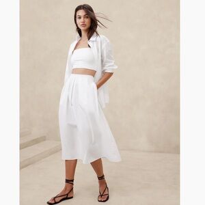 Banana Republic Factory Poplin Pleated Midi Skirt